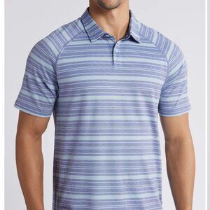 Rhone Delta Striped Pique Polo Size Large VGUC